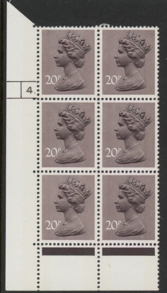 U265 (x915) Harrison 20p dull purple 2B . FCP/PVAD. cyld 4 dot. phos 30 .U/M (MNH) U265 (x915) Harrison 20p dull purple 2B . FCP/PVAD. cyld 4 dot. phos 30 .U/M (MNH)