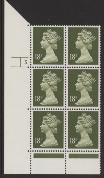 U256 (x955) Harrison 18p deep olive-grey phos . ACP/PVAD. cyld 5 no dot. U/M (MNH) U256 (x955) Harrison 18p deep olive-grey phos . ACP/PVAD. cyld 5 no dot. U/M (MNH)