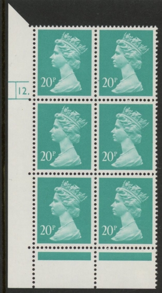 U267 (x959) Harrison 20p turquoise-green phos . ACP/PVAD. cyld 12 dot. U/M (MNH) U267 (x959) Harrison 20p turquoise-green phos . ACP/PVAD. cyld 12 dot. U/M (MNH)