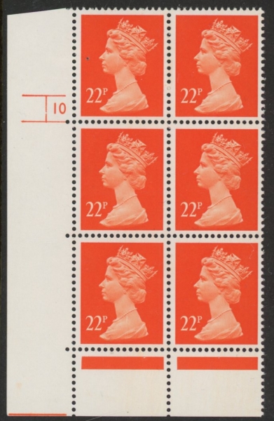 U281 (x964) Harrison 22p bright orange-red . ACP/PVAD. cyld. 10 no dot .U/M (MNH) U281 (x964) Harrison 22p bright orange-red . ACP/PVAD. cyld. 10 no dot .U/M (MNH)