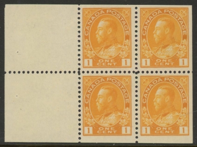 1922 Canada SG.246aa 1c chrome yellow. booklet pane of 4 + 2 labels U/M (MNH) 1922 Canada SG.246aa 1c chrome yellow. booklet pane of 4 + 2 labels U/M (MNH)