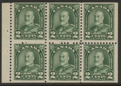 1930 Canada SG.290a 2c green. booklet pane of 6 M/M 1930 Canada SG.290a 2c green. booklet pane of 6 M/M