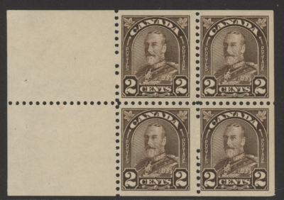 1931 Canada SG.292ba 2c deep brown. booklet pane of 4 + 2 labels M/M 1931 Canada SG.292ba 2c deep brown. booklet pane of 4 + 2 labels M/M
