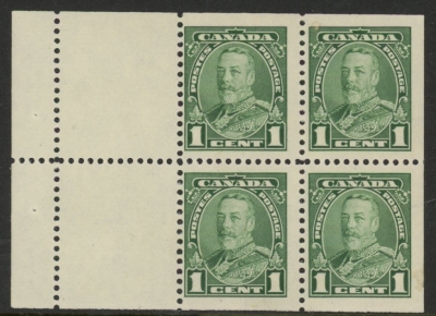 1935 Canada SG.341b 1c green. booklet pane of 4 + 2 labels. U/M (MNH) 1935 Canada SG.341b 1c green. booklet pane of 4 + 2 labels. U/M (MNH)