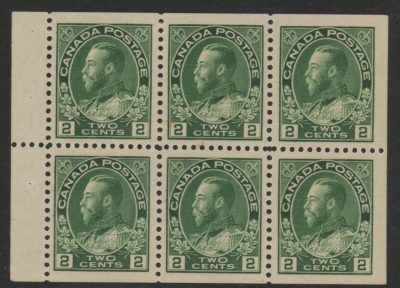 1922 Canada SG.247ab 2c green. booklet pane of 6. (cat. value £325) M/M 1922 Canada SG.247ab 2c green. booklet pane of 6. (cat. value £325) M/M