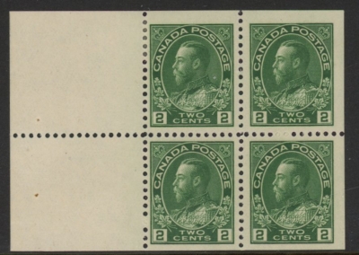 1922 Canada SG.247aa 2c deep green. booklet pane of 4 + 2 labels M/M 1922 Canada SG.247aa 2c deep green. booklet pane of 4 + 2 labels M/M