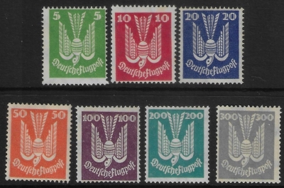 1924 Germany SG.358-364 'AIR'. set 7 values U/M (MNH) 1924 Germany SG.358-364 'AIR'. set 7 values U/M (MNH)