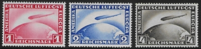 1928-31 Germany SG.443-445. 'AIR' Graf Zeppelin. set 3 values U/M (MNH) 1928-31 Germany SG.443-445. 'AIR' Graf Zeppelin. set 3 values U/M (MNH)
