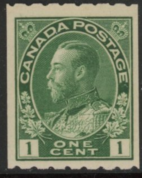 1913 Canada SG.224a 1c blue-green perf 8 x imperf. U/M (MNH) 1913 Canada SG.224a 1c blue-green perf 8 x imperf. U/M (MNH)