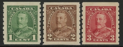 1935 Canada SG.352-4 Coil Stamps Set of 3 values U/M (MNH) 1935 Canada SG.352-4 Coil Stamps Set of 3 values U/M (MNH)