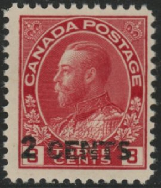 1926 Canada SG.264 2c on 3c carmine surcharged (die I ) U/M (MNH) 1926 Canada SG.264 2c on 3c carmine surcharged (die I ) U/M (MNH)