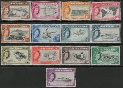 1956 Ascension Island. SG.57-69 QEII Definitives set 13 values mounted mint 1956 Ascension Island. SG.57-69 QEII Definitives set 13 values mounted mint