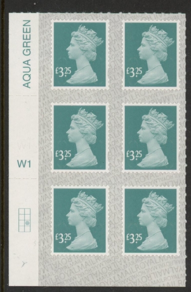 U2968a £3.25 2B dull blue-green M21L cyld. grid position R3 C2 SBP s/L Walsall U/M (MNH) U2968a £3.25 2B dull blue-green M21L cyld. grid position R3 C2 SBP s/L Walsall U/M (MNH)