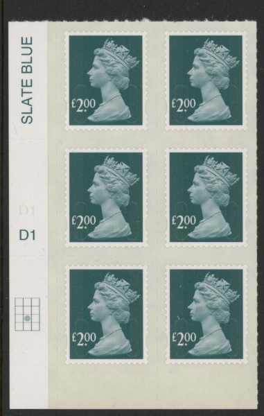 U2955 £2.00 deep blue-green MA13 cyld. D1 grid position R3 C2 SBP plain DLR U/M (MNH) U2955 £2.00 deep blue-green MA13 cyld. D1 grid position R3 C2 SBP plain DLR U/M (MNH)