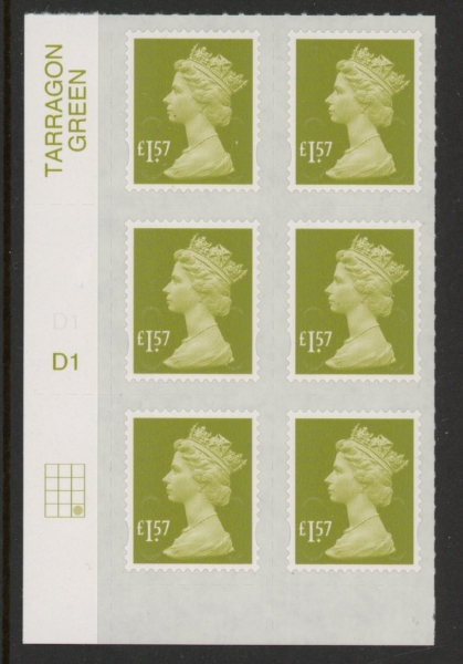 U2948 £1.57 pale yellow olive 2B M17L cyld. D1 grid position R4 C3 SBP plain DLR U/M (MNH) U2948 £1.57 pale yellow olive 2B M17L cyld. D1 grid position R4 C3 SBP plain DLR U/M (MNH)
