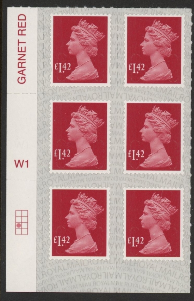 U2942 £1.42 deep rose-red 2B M20L cyld. W1 grid position R3 C1 SBP s/L DLR U/M (MNH) U2942 £1.42 deep rose-red 2B M20L cyld. W1 grid position R3 C1 SBP s/L DLR U/M (MNH)