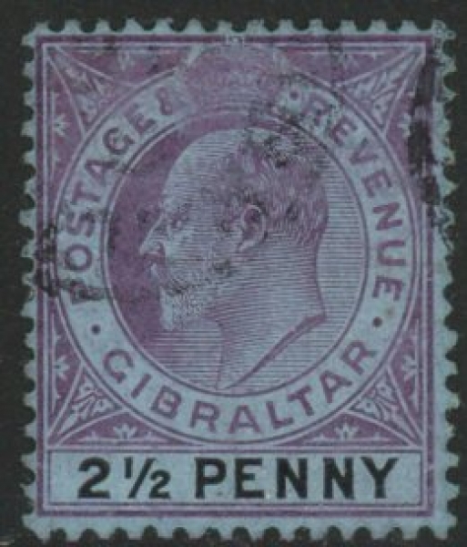 1907 Gibraltar. SG.59 2½d purple & black/blue . fine used. 1907 Gibraltar. SG.59 2½d purple & black/blue . fine used.