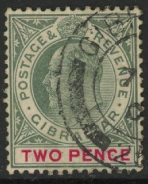 1905 Gibraltar. SG.58 2d grey-green & carmine, wmk multi crown CA. . fine used. 1905 Gibraltar. SG.58 2d grey-green & carmine, wmk multi crown CA. . fine used.