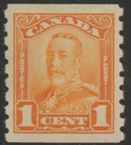 1928 Canada SG.286 1c orange coil mounted mint 1928 Canada SG.286 1c orange coil mounted mint
