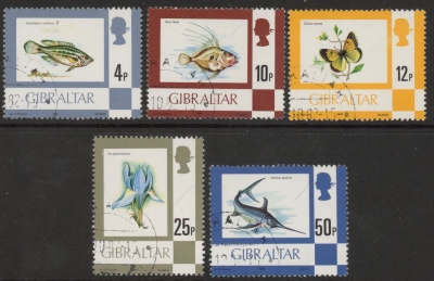 1981 Gibraltar SG.379b-383a-384a-386a-387a Chalky paper used 1981 Gibraltar SG.379b-383a-384a-386a-387a Chalky paper used