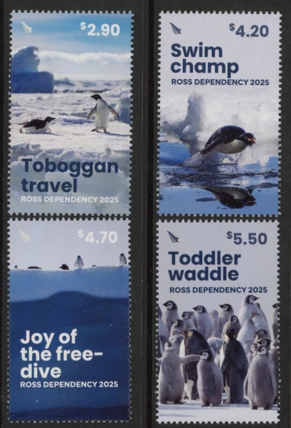 2025 Ross Dependency SG.TBA Penguins. set 4 values. U/M (MNH) 2025 Ross Dependency SG.TBA Penguins. set 4 values. U/M (MNH)