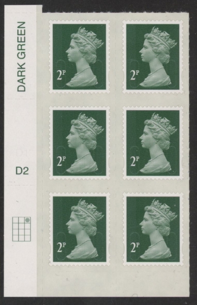 U2921 2p 2B deep green M12L cyld. D2 grid position R1 C3 DLR U/M (MNH) U2921 2p 2B deep green M12L cyld. D2 grid position R1 C3 DLR U/M (MNH)