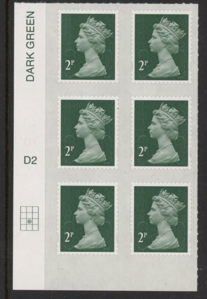 U2921 2p 2B deep green M17L cyld. D2 grid position R3 C2 DLR U/M (MNH) U2921 2p 2B deep green M17L cyld. D2 grid position R3 C2 DLR U/M (MNH)