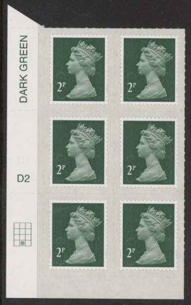 U2921 2p 2B deep green M16L cyld. D2 grid position R4 C2 DLR U/M (MNH) U2921 2p 2B deep green M16L cyld. D2 grid position R4 C2 DLR U/M (MNH)