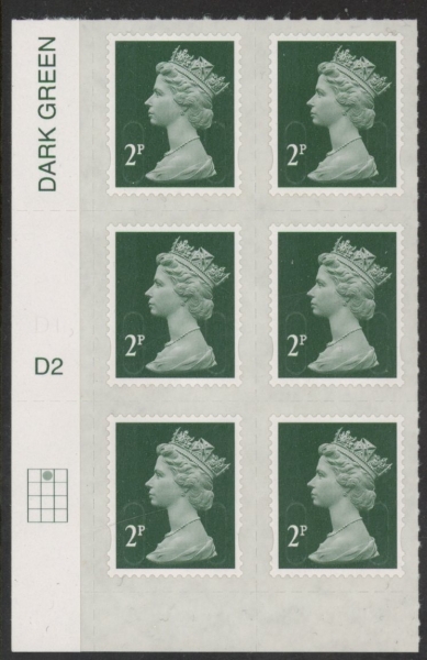 U2921 2p 2B deep green M16L cyld. D2 grid position R1 C2 DLR U/M (MNH) U2921 2p 2B deep green M16L cyld. D2 grid position R1 C2 DLR U/M (MNH)