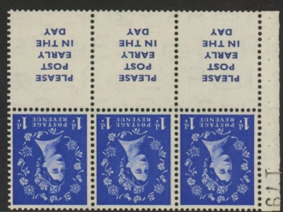 SB24ab Tudor Crown wmk inverted.3 x 1d + 3 labels, (modified setting.) perf I (good perfs) U/M (MNH) SB24ab Tudor Crown wmk inverted.3 x 1d + 3 labels, (modified setting.) perf I (good perfs) U/M (MNH)