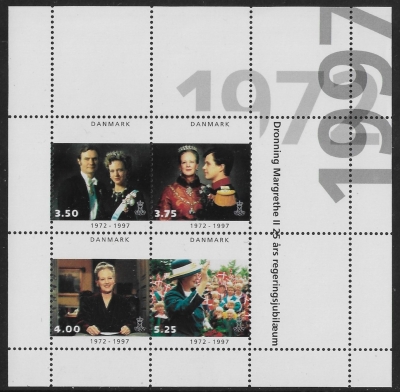 1997 Denmark MS.1090 Silver Jubilee of Queen Margrethe Mini Sheet U/M (MNH) 1997 Denmark MS.1090 Silver Jubilee of Queen Margrethe Mini Sheet U/M (MNH)