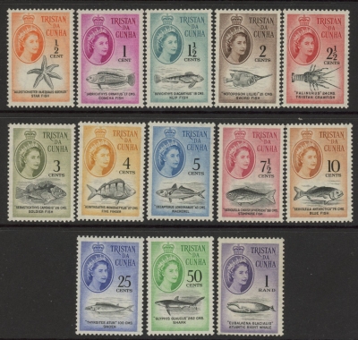 1961 Tristan Da Cunha SG.42-54 Marine Life Set of 13 values Mounted Mint 1961 Tristan Da Cunha SG.42-54 Marine Life Set of 13 values Mounted Mint