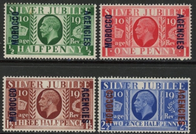 1935 Morocco Agencies - SG.62-5 KGV Silver Jubilee set mounted mint. Cat. value £16.00 1935 Morocco Agencies - SG.62-5 KGV Silver Jubilee set mounted mint. Cat. value £16.00