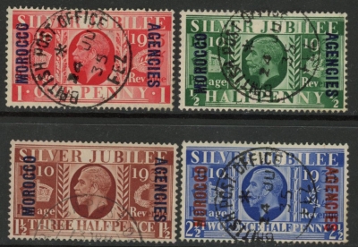 1935 Morocco Agencies - SG.62-5 KGV Silver Jubilee set Used Cat. value £48.00 1935 Morocco Agencies - SG.62-5 KGV Silver Jubilee set Used Cat. value £48.00