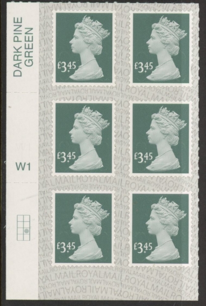 U2970 £3.45 greyish green 2B M19L Cyld. W1 grid position R3 C2 SBP s/L Walsall U/M (MNH) U2970 £3.45 greyish green 2B M19L Cyld. W1 grid position R3 C2 SBP s/L Walsall U/M (MNH)