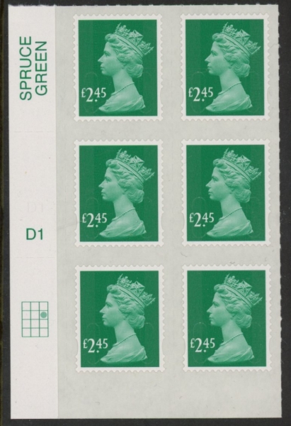 U2961 £2.45 green M15L cyld. D1 grid position R2 C3 SBP plain DLR U/M (MNH) U2961 £2.45 green M15L cyld. D1 grid position R2 C3 SBP plain DLR U/M (MNH)
