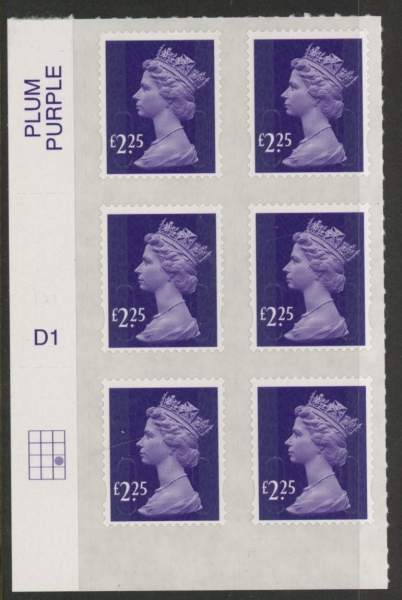 U2957 £2.25 deep violet M15L cyld. D1 grid position R3 C3 SBP plain DLR U/M (MNH) U2957 £2.25 deep violet M15L cyld. D1 grid position R3 C3 SBP plain DLR U/M (MNH)