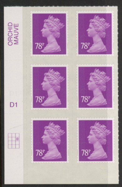 U2928 78p 2B mauve MA13 cyld. D1 grid position R2 C3 DLR U/M (MNH) U2928 78p 2B mauve MA13 cyld. D1 grid position R2 C3 DLR U/M (MNH)