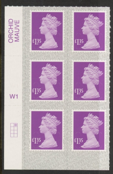 U2940a £1.35 mauve 2B M19L cyld. W1 grid position R1 C2 SBP s/L Walsall U/M (MNH) U2940a £1.35 mauve 2B M19L cyld. W1 grid position R1 C2 SBP s/L Walsall U/M (MNH)