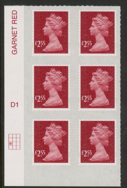 U2962 £2.55 dp.rose-red M17L cyld. D1 grid position R3 C1 SBP plain DLR U/M (MNH) U2962 £2.55 dp.rose-red M17L cyld. D1 grid position R3 C1 SBP plain DLR U/M (MNH)
