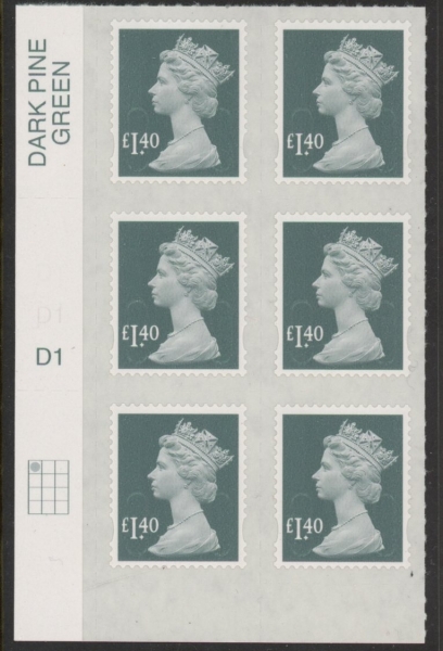 U2941 £1.40 grey-green 2B M17L cyld. D1 grid position R1 C1 SBP plain DLR U/M (MNH) U2941 £1.40 grey-green 2B M17L cyld. D1 grid position R1 C1 SBP plain DLR U/M (MNH)