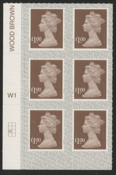 U2934 £1 bistre brown 2B M19L cyld. W1 grid position R3 C1 SBP L/s Walsall U/M (MNH) U2934 £1 bistre brown 2B M19L cyld. W1 grid position R3 C1 SBP L/s Walsall U/M (MNH)