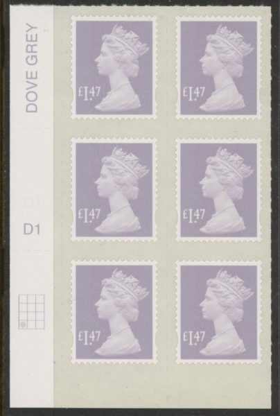 U2945 £1.47 lavender-grey 2B M14L cyld. D1 grid position R4 C1 SBP plain DLR U/M (MNH) U2945 £1.47 lavender-grey 2B M14L cyld. D1 grid position R4 C1 SBP plain DLR U/M (MNH)