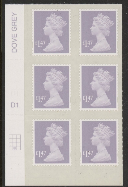 U2945 £1.47 lavender-grey 2B M14L cyld. D1 grid position R4 C2 SBP plain DLR U/M (MNH) U2945 £1.47 lavender-grey 2B M14L cyld. D1 grid position R4 C2 SBP plain DLR U/M (MNH)