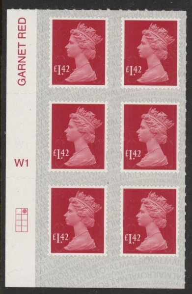 U2942 £1.42 deep rose-red 2B M20L cyld. W1 grid position R1 C2 SBP s/L DLR U/M (MNH) U2942 £1.42 deep rose-red 2B M20L cyld. W1 grid position R1 C2 SBP s/L DLR U/M (MNH)