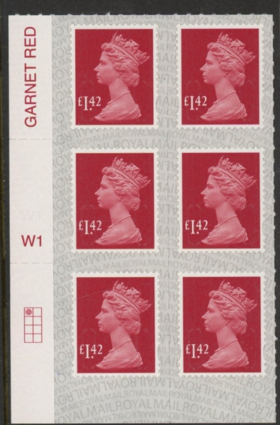 U2942 £1.42 deep rose-red 2B M20L cyld. W1 grid position R1 C1 SBP s/L DLR U/M (MNH) U2942 £1.42 deep rose-red 2B M20L cyld. W1 grid position R1 C1 SBP s/L DLR U/M (MNH)