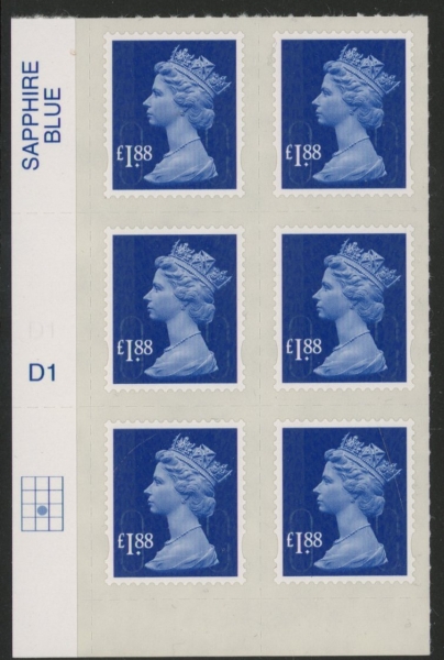 U2953 £1.88 blue MA13 cyld. D1 grid position R3 C2 SBP plain DLR U/M (MNH) U2953 £1.88 blue MA13 cyld. D1 grid position R3 C2 SBP plain DLR U/M (MNH)