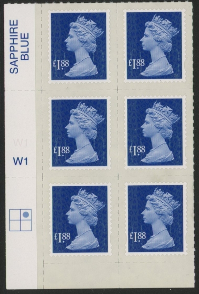 U2953 £1.88 blue M13L cyld. W1 grid position R1 C2 SBP plain Walsall U/M (MNH) U2953 £1.88 blue M13L cyld. W1 grid position R1 C2 SBP plain Walsall U/M (MNH)