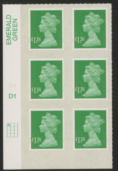 U2939 £1.28 green M12L cyld. D1 grid position R1 C1 SBP plain DLR U/M (MNH) U2939 £1.28 green M12L cyld. D1 grid position R1 C1 SBP plain DLR U/M (MNH)