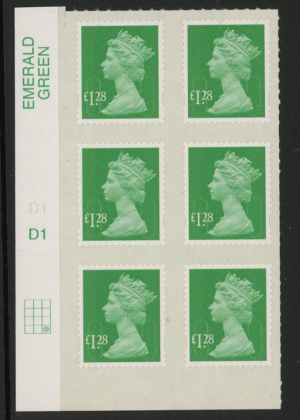 U2939 £1.28 green M12L cyld. D1 grid position R4 C3 SBP plain DLR U/M (MNH) U2939 £1.28 green M12L cyld. D1 grid position R4 C3 SBP plain DLR U/M (MNH)